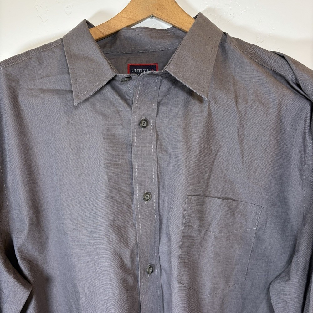 UNTUCKit Shirt Mens XXL Slim Fit Gray Orville Wrinkle‎ Free 100% Cotton Casual